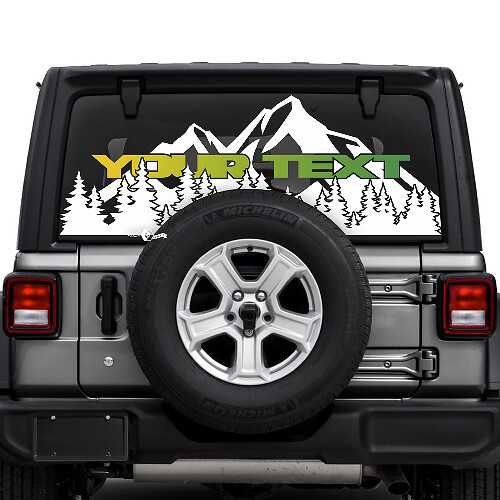 Jeep Wrangler Unlimited Rear Window Mountains Forest Stickers Decals Vinyl Graphics
