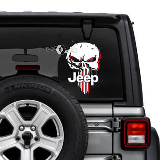 Jeep Wrangler Unlimited Rear Window Punisher Shadow Decals Vinyl Graphics 2 Colors

