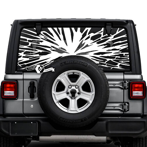 Jeep Wrangler Unlimited Rear Window Web Logo Stickers Decals Vinyl Graphics
