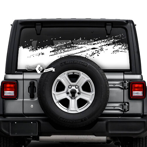 Jeep Wrangler Unlimited Rear Window Mud Splash Destroyed Stickers Decals Vinyl Graphics
