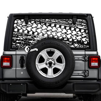Jeep Wrangler Unlimited Rear Window Mud Splash Destroyed Tire Track Decals Vinyl Graphics
