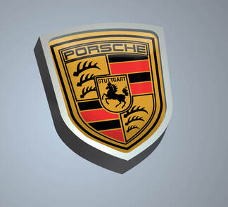 Porsche Metal Aluminum Badge Bed Side Emblem Aluminium fit to Porsche

