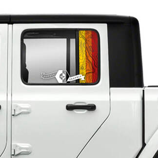 Pair Jeep Gladiator Doors Window Topographic Map Decals Vinyl Graphics Gradient
