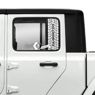 Pair Jeep Gladiator Doors Window Tire Track  Destroyed  Decals Vinyl Graphics
