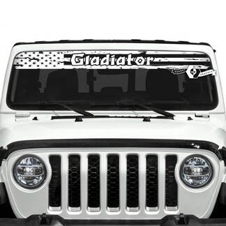 Jeep Gladiator Windshield USA Flag Destroyed Logo Decals Vinyl Graphics
