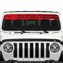 Custom Text USA Flag Destroyed Logo Windscreen Vinyl Stickers Decals for Jeep Gladiator 3