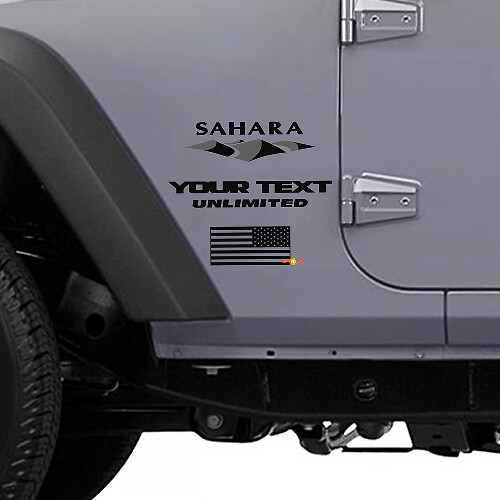 Desert Sand & US Flag Side Vinyl Decal for Jeep Wrangler Unlimited