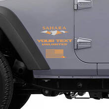 Sahara Dune & US Flag Side Vinyl Decal for Jeep Wrangler Unlimited_2