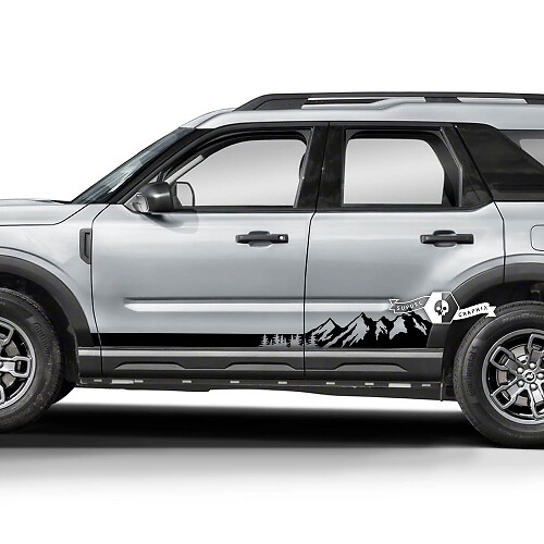 2x Ford Bronco Mountains Forest Rocker Panel Side logo Line  Decals Stickers
