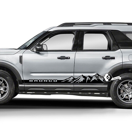 2x Ford Bronco Mountains Forest Rocker Panel Side logo Decals Stickers
