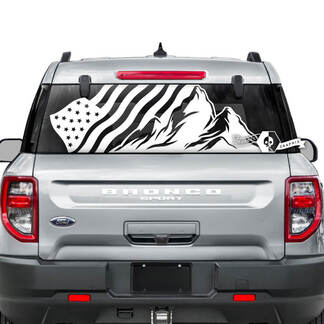 Ford Bronco Rear Window USA Flag Destroyed  Stripes Graphics Decals
