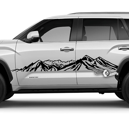 Pair Toyota Sequoia Doors Rear Fender Graphics Mountains Vinyl Stickers Decal fit Toyota Sequoia
