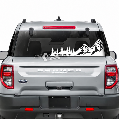 Custom Text Rear Window Forest Mountain Stripes Graphics Decals Stickers for Musclecar horse