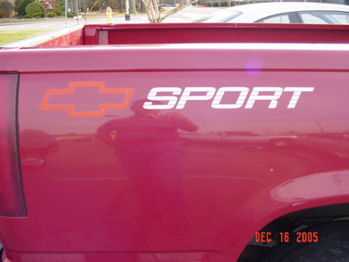 Chevrolet Logo Sport Truck Bedside Vinyl Decals Pair for Chevy Cars