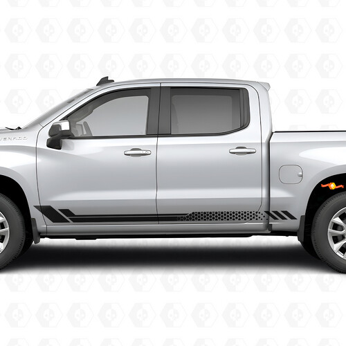 Honeycomb Door & Rocker Panel Vinyl Stripes for Chevrolet Silverado 1500 T1XX 2019-2026