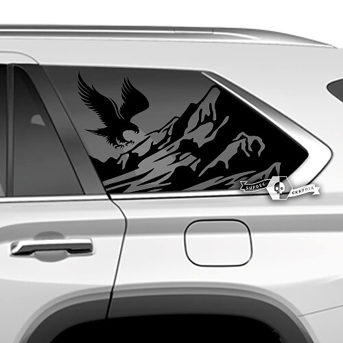 Pair Toyota Sequoia Rear Window Bald Eagle Mountains  Stickers Vinyl Decal fit Toyota Sequoia
