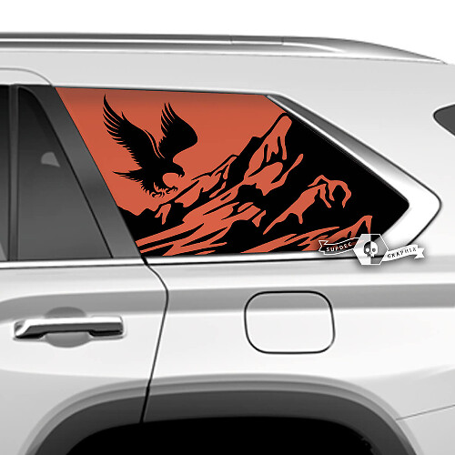 Pair Toyota Sequoia Door Side Window Bald Eagle Mountains  Stickers Vinyl Decal fit Toyota Sequoia 2 Colors
