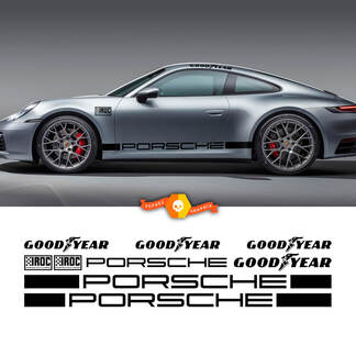 2 Porsche 911 Porsche Carrera IROC GoodYear Racing Rocker Panel Side Stripes Doors Kits Decal Sticker
