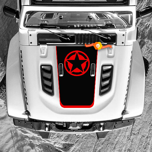 Jeep Wrangler Hood Decal Military Star Vinyl Stickers Truck 2 Colors
