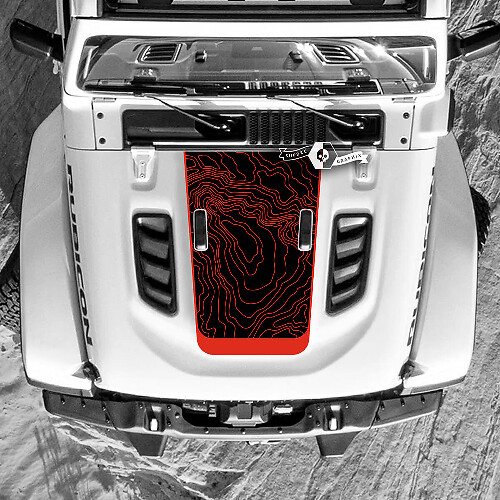 Topographic Map Hood Vinyl Decal for Jeep Wrangler