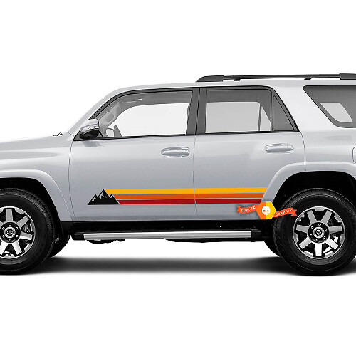 Mountains Retro Style Stripes Doors Vinyl Decal Sticker for Toyota 4Runner