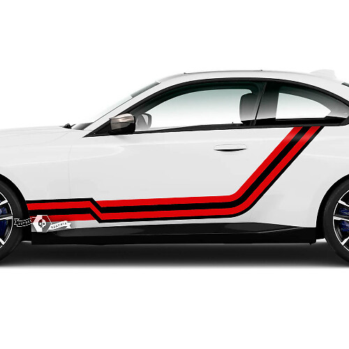 Pair BMW M2 M240 G42 F22 F87 M Performance Rocker Panel Stripes Doors Fender Side Stripe Lines Vinyl Decal Sticker 2 Colors
