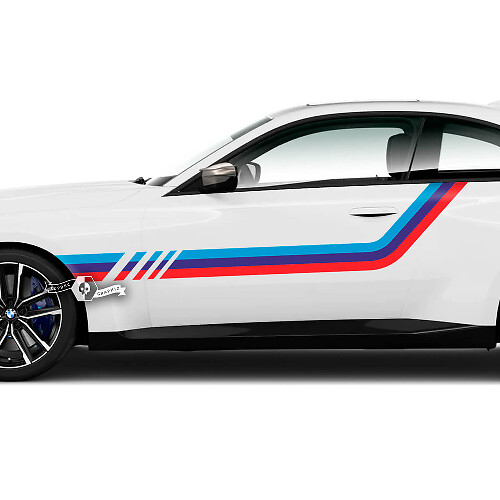 Pair BMW M2 M240 G42 F22 F87 M Performance Rocker Panel Stripes Doors Fender Side Stripe Vinyl Decal Sticker M Colors
