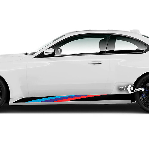 Pair BMW M2 M240 G42 F22 F87 M Performance Rocker Panel Side Stripes Doors Stripe Vinyl Decal Sticker M Style
