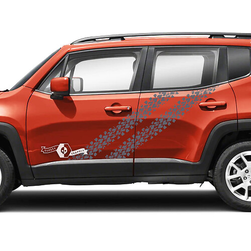 Pair Jeep Renegade Side Doors Tire Track Graphic Vinyl Decals Sticker
