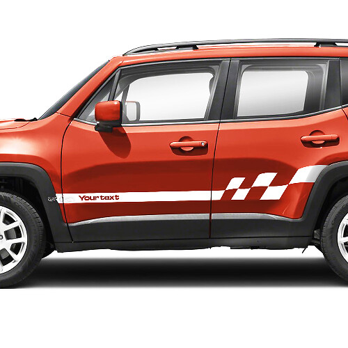 Custom Text Checkered Flag Stripe Side Doors Vinyl Decals Sticker for Jeep Renegade