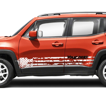 Pair Jeep Renegade Side Rocker Panel Flag USA Destroyed Graphic Vinyl Decals Sticker 2 Colors
 2