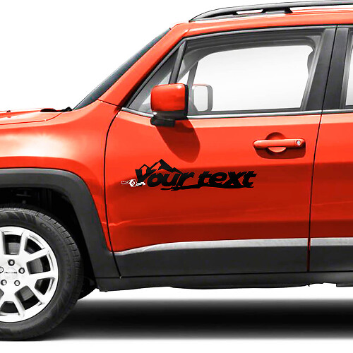 Mountains Custom Text Fender Bonnet Side Doors Vinyl Decals Sticker for Jeep Renegade