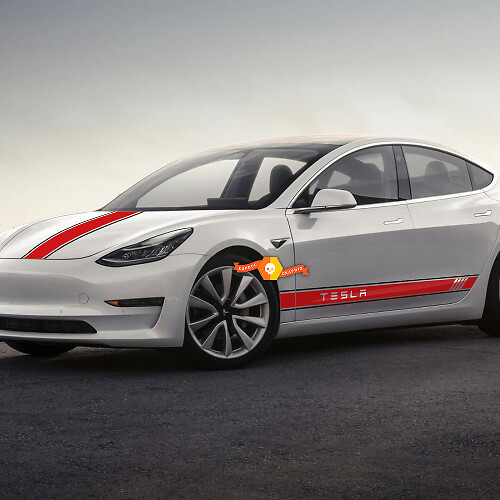 Racing Style Side and Hood Stripes Vinyl Decal Kit for Tesla