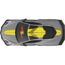 Kit fits to Hood Rear Engine Hatch Cover Roof Chevrolet C8 Corvette Stingray Z06 C8R Rally Racing Flag Vinyl Stripes Stickers Decals 2 Colors
 2