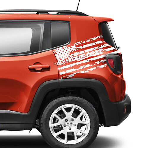 Pair Jeep Renegade Rear Fender USA Flag Destroyed Graphic Vinyl Decal Sticker Mono Gradient
 1