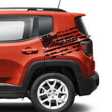 Pair Jeep Renegade Rear Fender USA Flag Destroyed Graphic Vinyl Decal Sticker Mono Gradient
 2