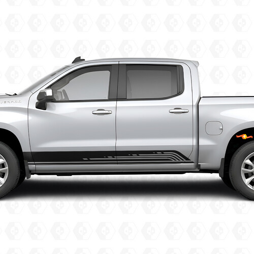 Parallel Contour Door & Rocker Panel Vinyl Stripes for Chevrolet Silverado 1500 T1XX 2019-2026