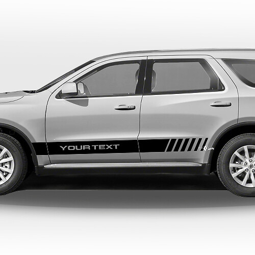 Raccing Stripes with Custom Text Side Vinyl Decal Set for Dodge Durango