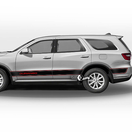 Pair Dodge Durango Side Doors Rocker Panel Trim Checkerboard Flag Stripes Decal Vinyl Stickers 2 Colors
