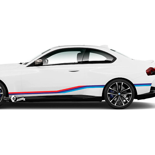 Pair BMW M2 M240 G42 F22 F87 M Performance Side Stripes Doors Rocker Panel Fender Stripe M Vinyl Decal Sticker M Colors
