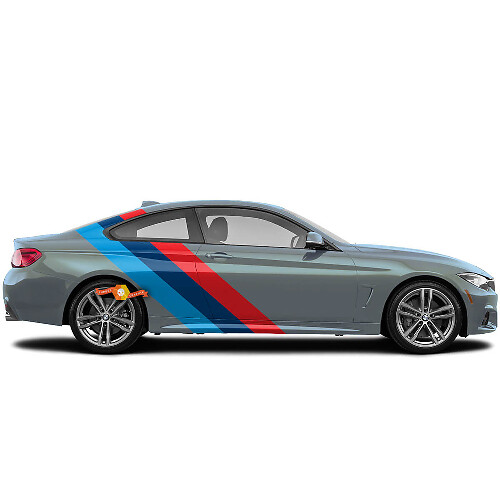 Side M Colors Stripes Doors Rear Vinyl Decal Sticker fit to BMW F36 F32 F30 F80 F82 G30 G20 G80 G82 etc
