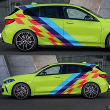 M Performance Checkered Flag Doors Rear Side Vinyl Decal Sticker For BMW M3 M4 2