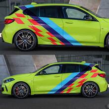 Side M Colors Stripes Checkered Flag Doors Rear Vinyl Decal Sticker fit to BMW F36 F32 F30 F80 F82 G30 G20 G80 G82 etc
 2