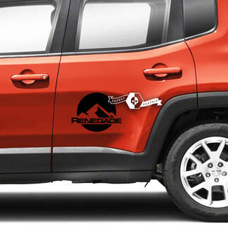 Pair Jeep Renegade Doors Side Mountains Graphic Logo Vinyl Decal Sticker Stripe
 1