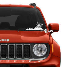 Windshield Window Jeep Renegade Graphic Mountains Compass Vinyl Decal Sticker
 2