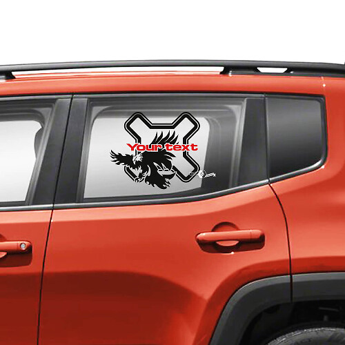 Custom Text Graphic Bald Eagle Side Doors Window Vinyl Decal Sticker 2 Colours for Jeep Renegade 1