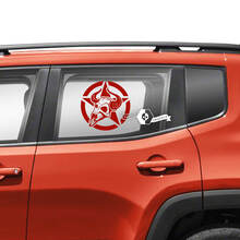 Pair Jeep Renegade Doors Window Side Graphic Skull Military star Vinyl Decal Sticker
 2