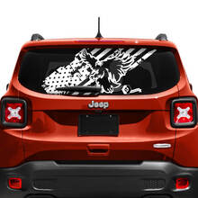 Jeep Renegade Tailgate Window USA Flag Battered Destroyed Vinyl Decal Sticker
 2