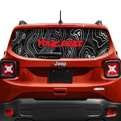 Custom Text Topographic Map Tailgate Window Vinyl Decal Sticker 2 Colours for Jeep Renegade