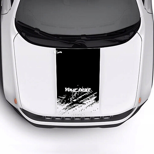 Custom Text Destroyed Battered Bonnet Logo Stripe Vinyl Decal Sticker for Jeep Renegade Trailhawk